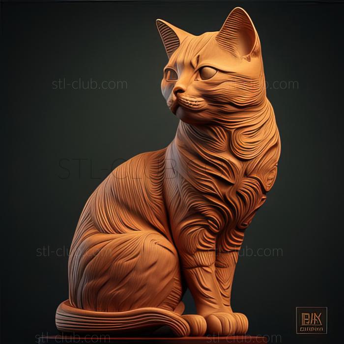 3D модель Короткошерстная кошка с острова Мэн (STL)